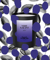 Bougie sacré francais Vert Galant avec motifs de feuilles de basilic